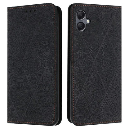 For Samsung Galaxy A06 Case Imprinted Flower Wallet Stand Leather Phone Cover