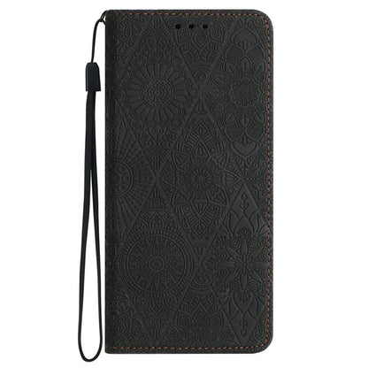 For Samsung Galaxy A06 Case Imprinted Flower Wallet Stand Leather Phone Cover