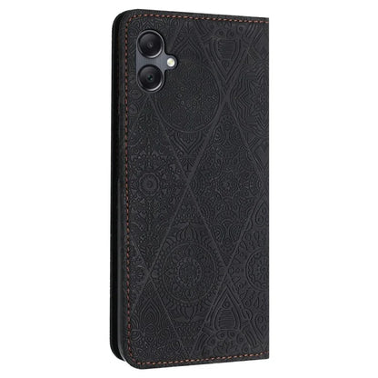 For Samsung Galaxy A06 Case Imprinted Flower Wallet Stand Leather Phone Cover