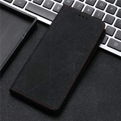 For Samsung Galaxy A06 Case Imprinted Flower Wallet Stand Leather Phone Cover
