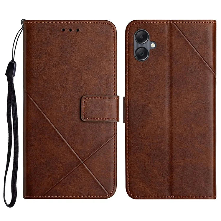 For Samsung Galaxy A06 Leather Case Line Pattern Wallet Phone Cover
