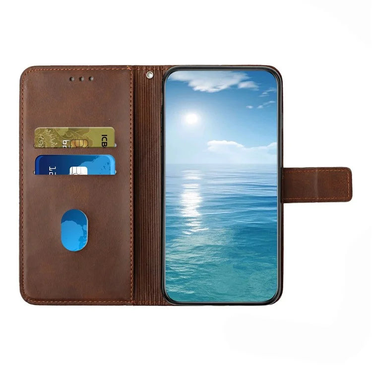 For Samsung Galaxy A06 Leather Case Line Pattern Wallet Phone Cover