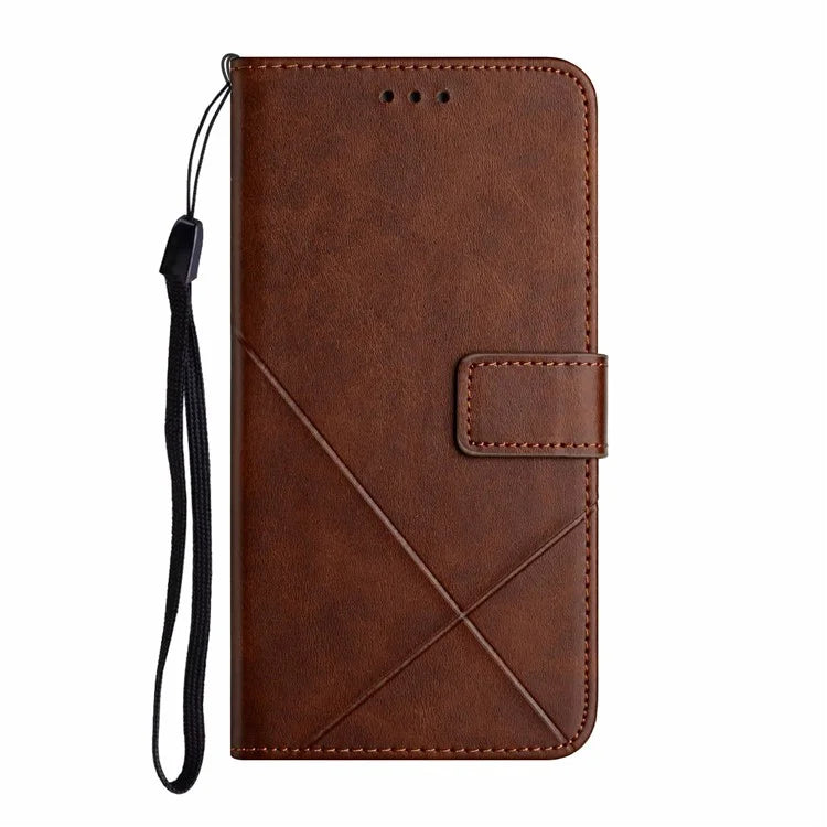 For Samsung Galaxy A06 Leather Case Line Pattern Wallet Phone Cover