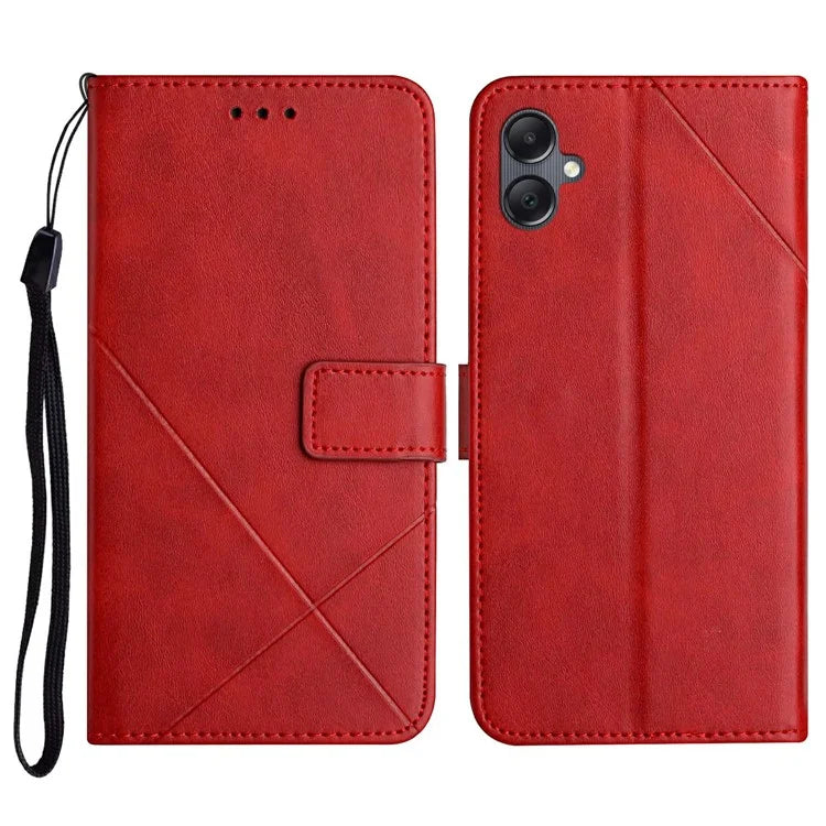 For Samsung Galaxy A06 Leather Case Line Pattern Wallet Phone Cover