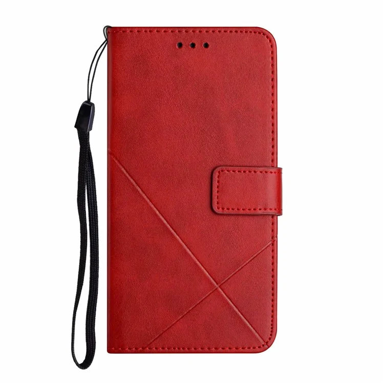 For Samsung Galaxy A06 Leather Case Line Pattern Wallet Phone Cover