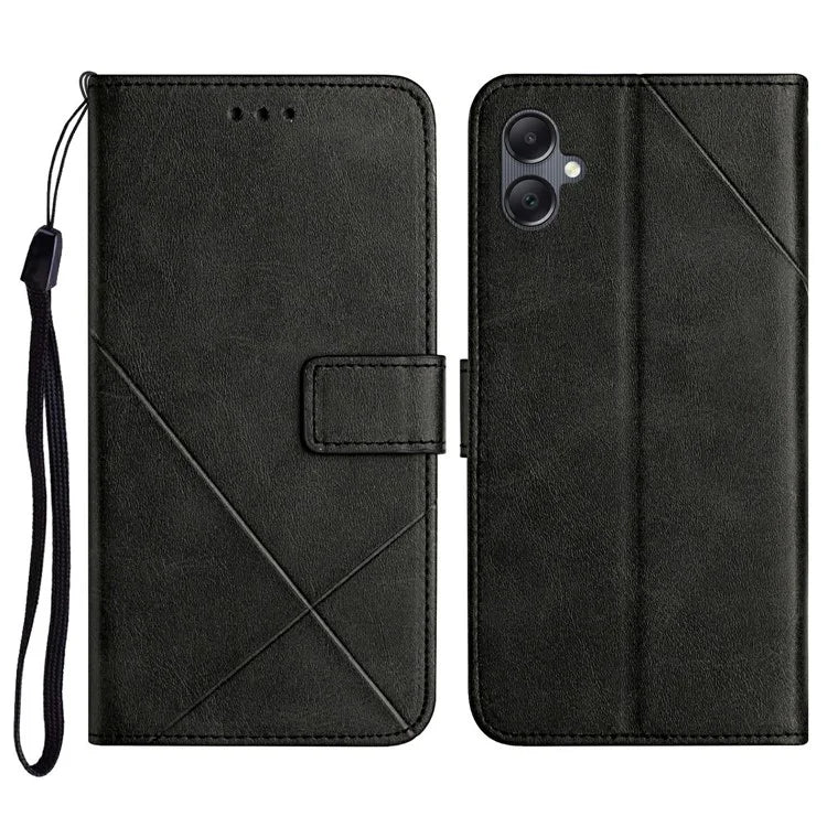 For Samsung Galaxy A06 Leather Case Line Pattern Wallet Phone Cover