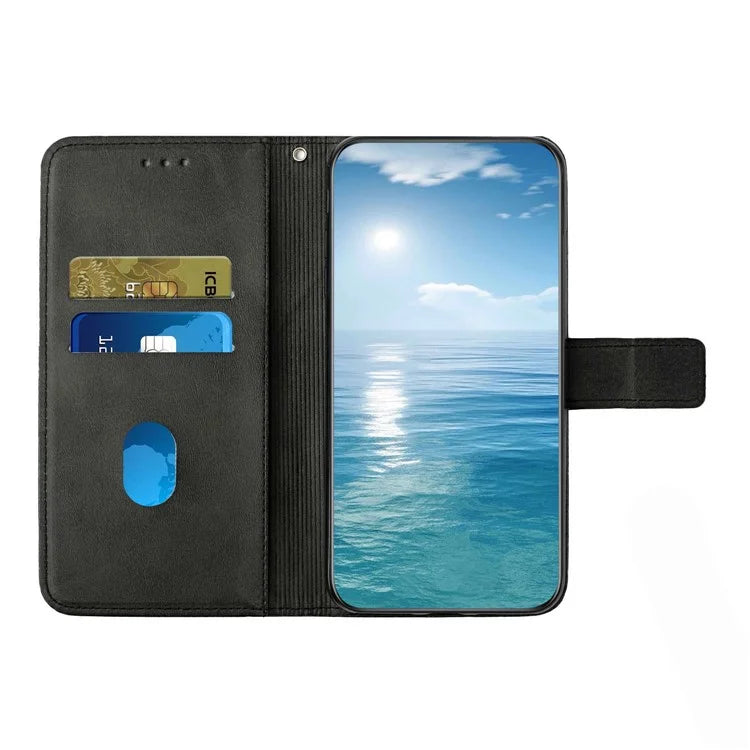 For Samsung Galaxy A06 Leather Case Line Pattern Wallet Phone Cover