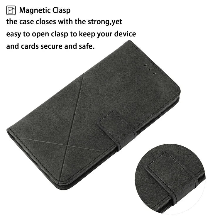 For Samsung Galaxy A06 Leather Case Line Pattern Wallet Phone Cover