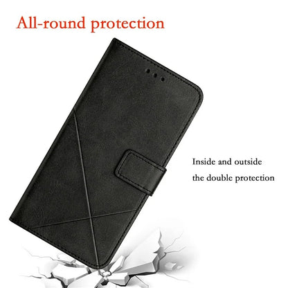 For Samsung Galaxy A06 Leather Case Line Pattern Wallet Phone Cover