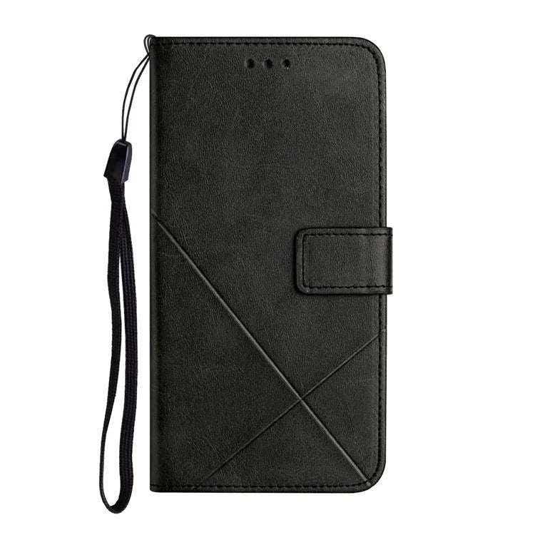 For Samsung Galaxy A06 Leather Case Line Pattern Wallet Phone Cover