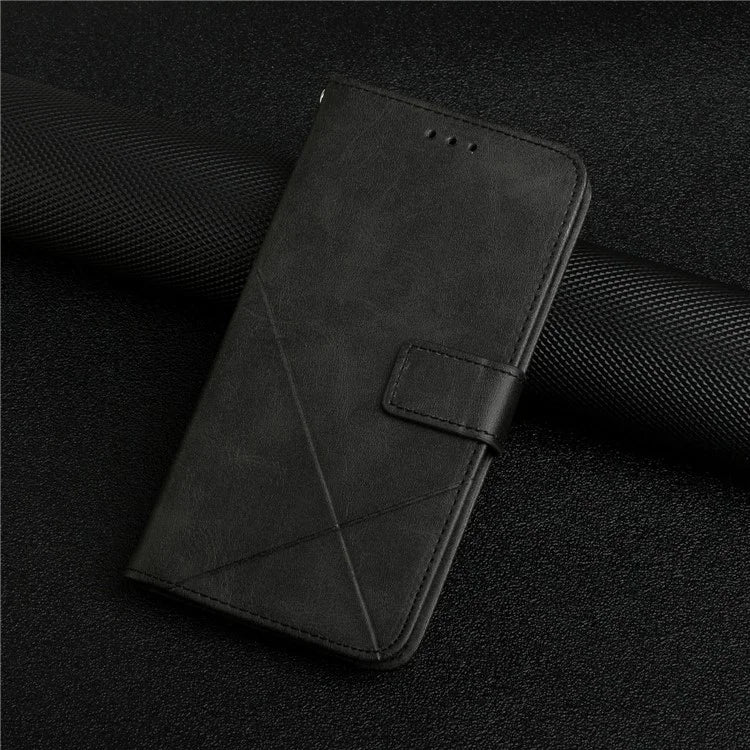 For Samsung Galaxy A06 Leather Case Line Pattern Wallet Phone Cover