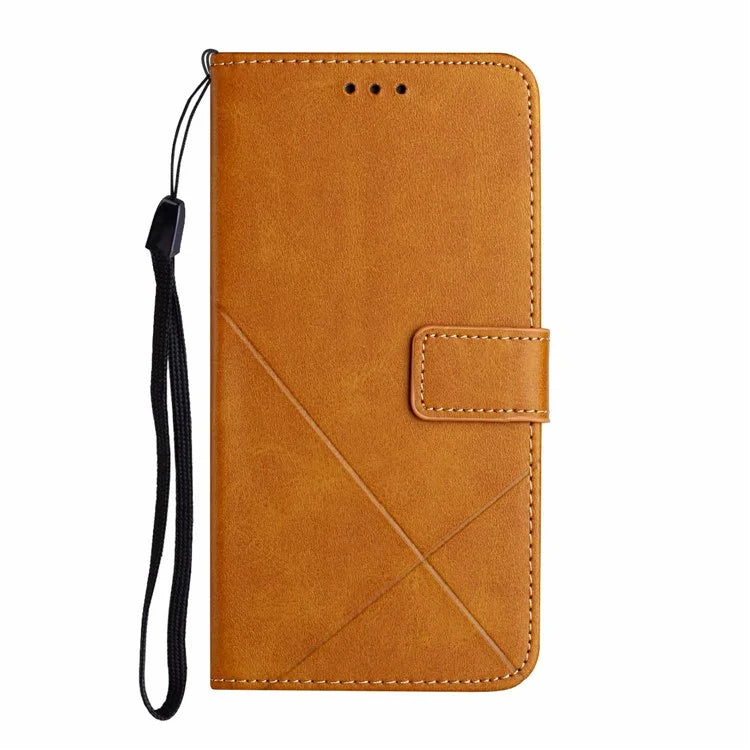 For Samsung Galaxy A06 Leather Case Line Pattern Wallet Phone Cover