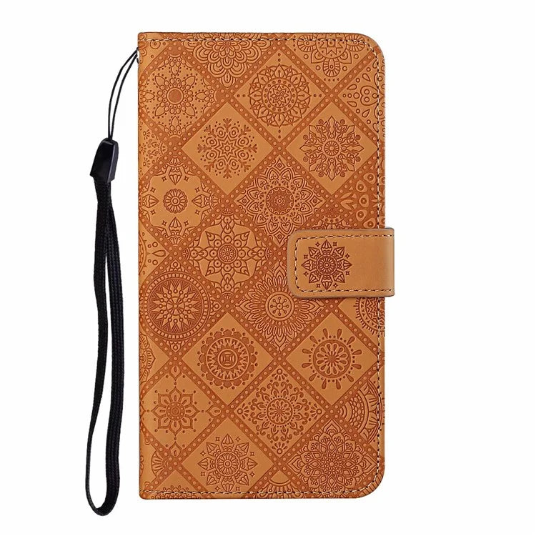 For Samsung Galaxy A06 Leather Case Ethnic Style Phone Wallet Cover with Strap