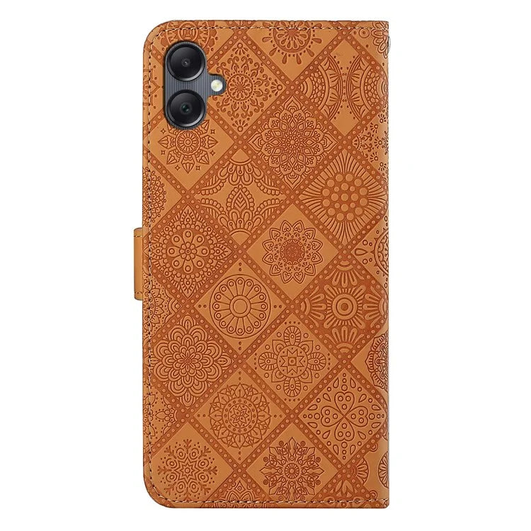 For Samsung Galaxy A06 Leather Case Ethnic Style Phone Wallet Cover with Strap