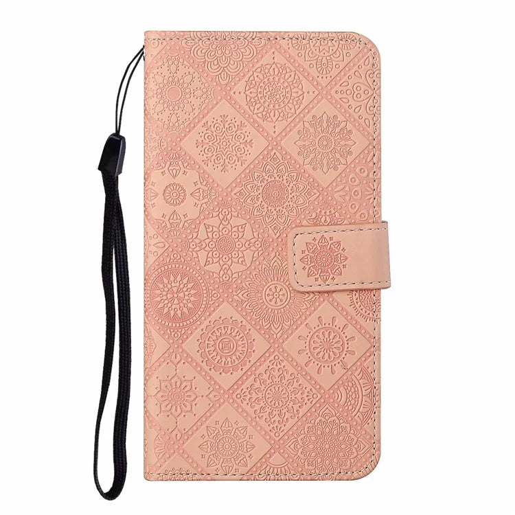 For Samsung Galaxy A06 Leather Case Ethnic Style Phone Wallet Cover with Strap