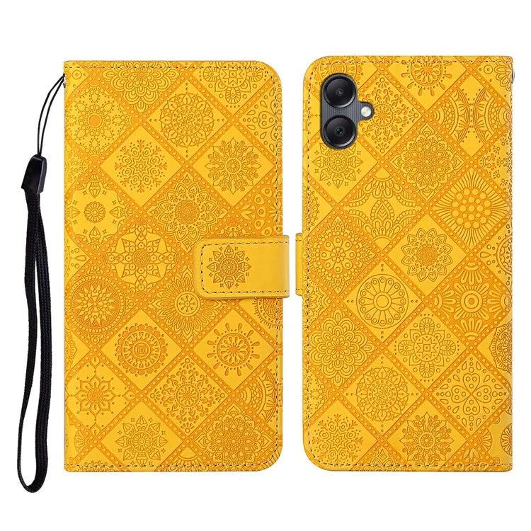 For Samsung Galaxy A06 Leather Case Ethnic Style Phone Wallet Cover with Strap