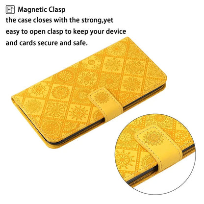 For Samsung Galaxy A06 Leather Case Ethnic Style Phone Wallet Cover with Strap