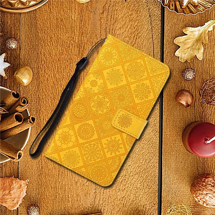 For Samsung Galaxy A06 Leather Case Ethnic Style Phone Wallet Cover with Strap
