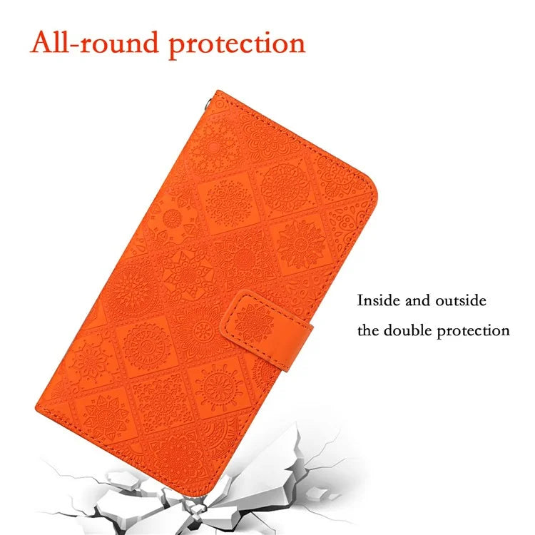 For Samsung Galaxy A06 Leather Case Ethnic Style Phone Wallet Cover with Strap