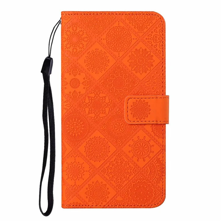 For Samsung Galaxy A06 Leather Case Ethnic Style Phone Wallet Cover with Strap