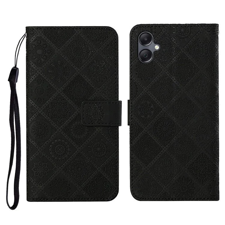 For Samsung Galaxy A06 Leather Case Ethnic Style Phone Wallet Cover with Strap
