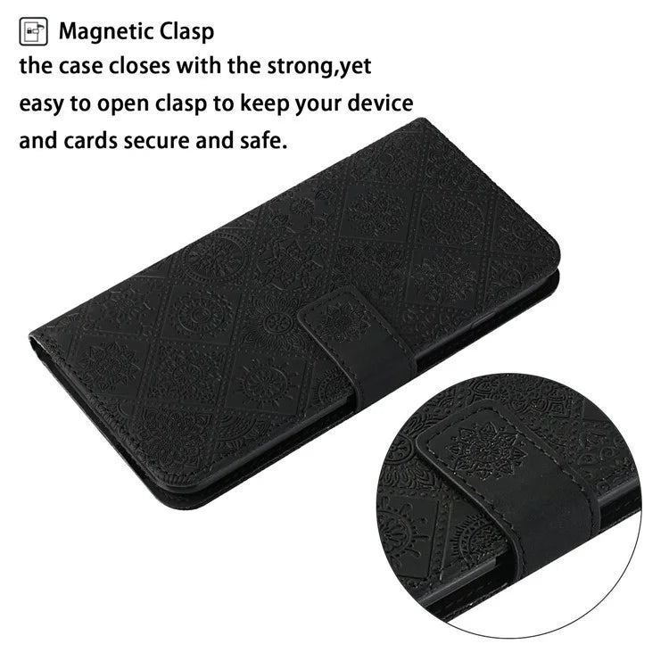 For Samsung Galaxy A06 Leather Case Ethnic Style Phone Wallet Cover with Strap