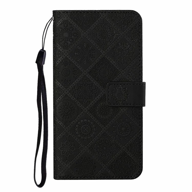 For Samsung Galaxy A06 Leather Case Ethnic Style Phone Wallet Cover with Strap