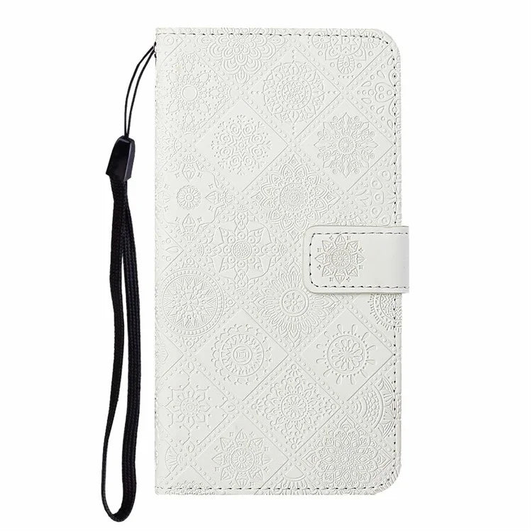 For Samsung Galaxy A06 Leather Case Ethnic Style Phone Wallet Cover with Strap