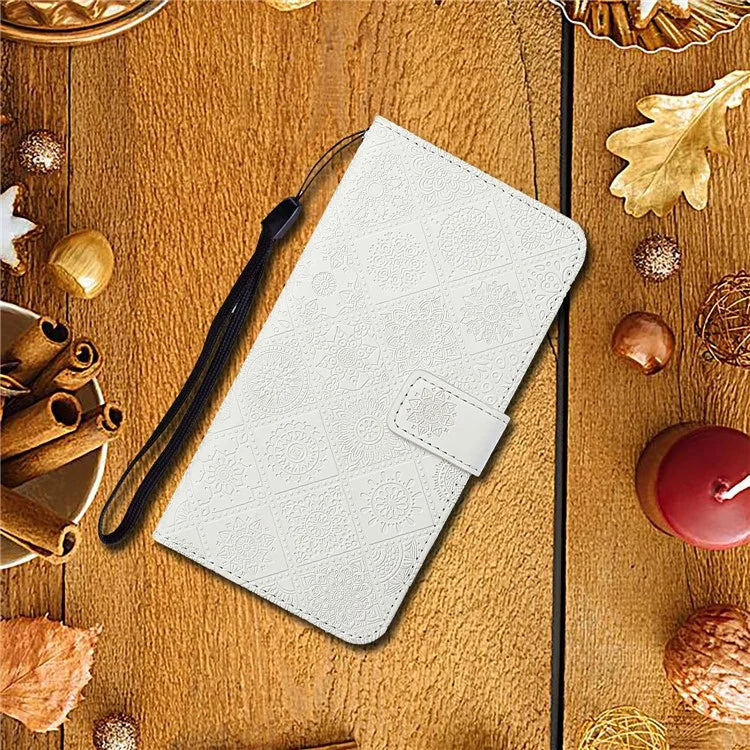 For Samsung Galaxy A06 Leather Case Ethnic Style Phone Wallet Cover with Strap
