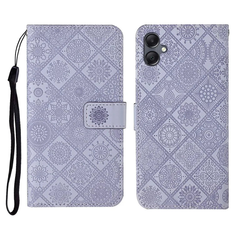 For Samsung Galaxy A06 Leather Case Ethnic Style Phone Wallet Cover with Strap