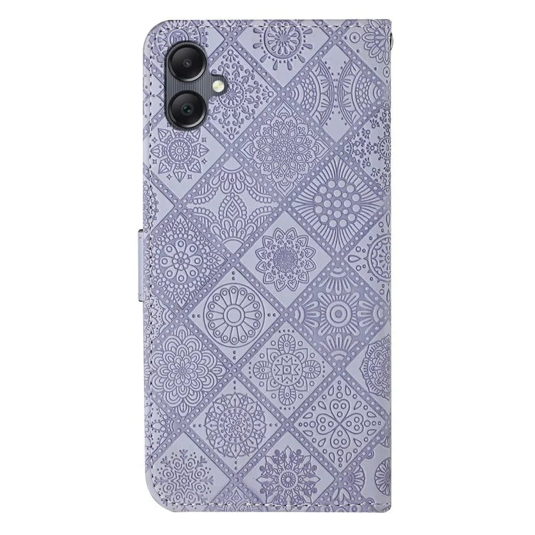 For Samsung Galaxy A06 Leather Case Ethnic Style Phone Wallet Cover with Strap