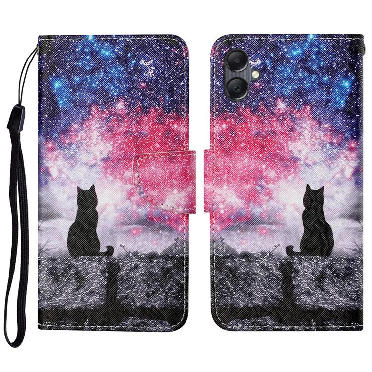 For Samsung Galaxy A06 Case Pattern Printing Protective Leather Folio Phone Cover