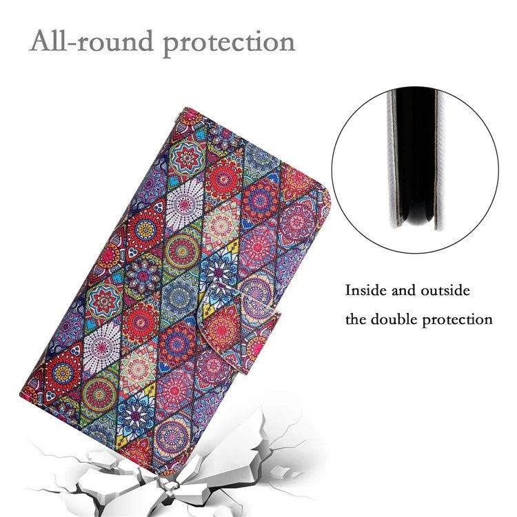 For Samsung Galaxy A06 Case Pattern Printing Protective Leather Folio Phone Cover