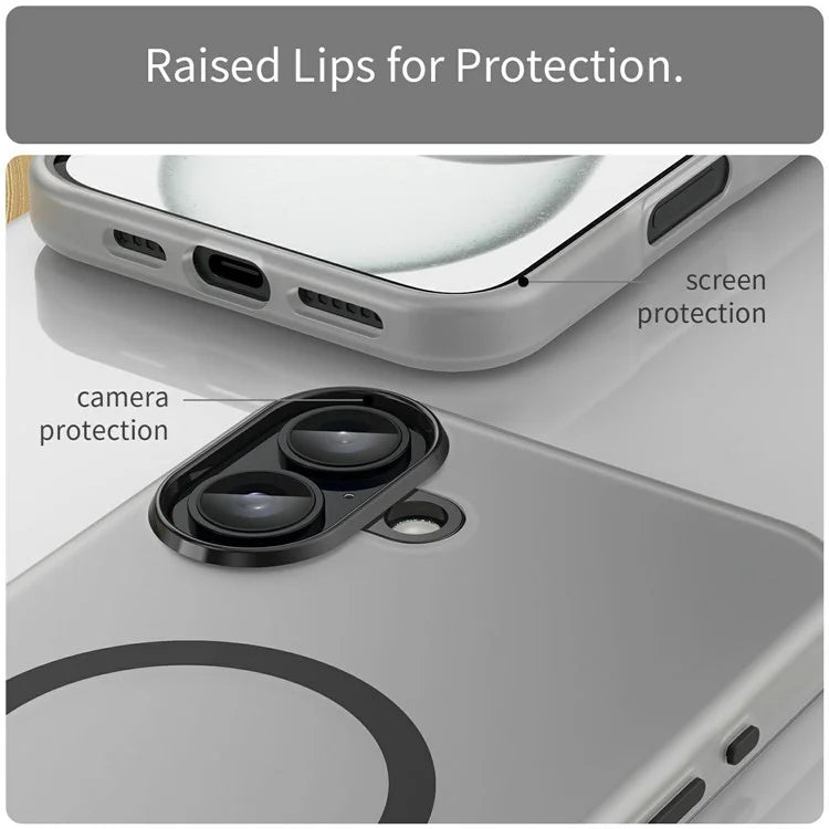 For iPhone 16 Plus Case Compatible with MagSafe TPU + PC Slim Matte Translucent Phone Cover