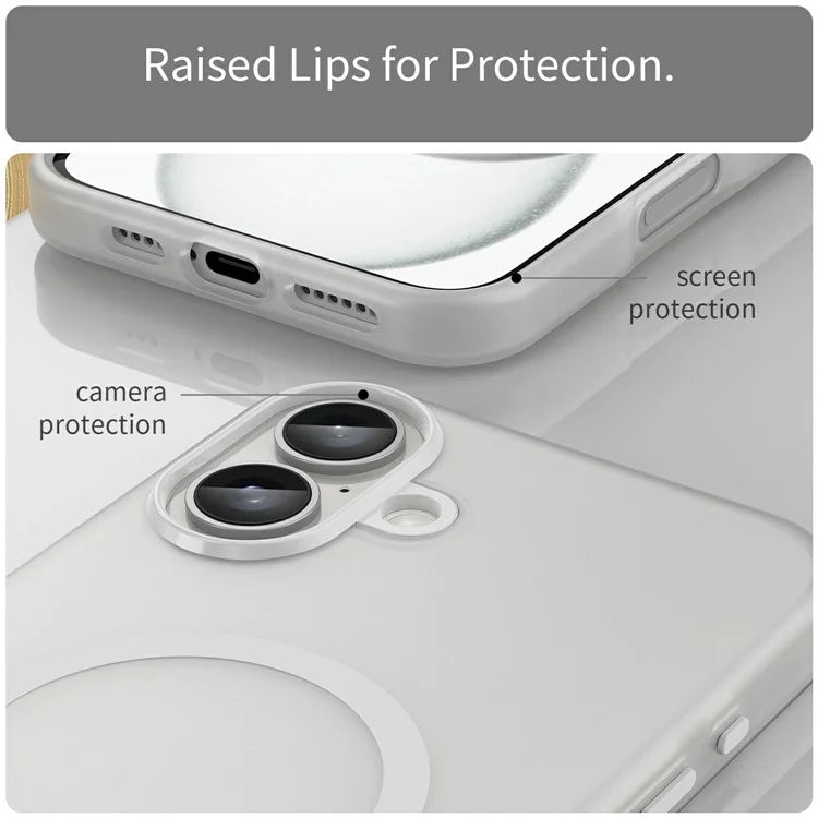 For iPhone 16 Plus Case Compatible with MagSafe TPU + PC Slim Matte Translucent Phone Cover