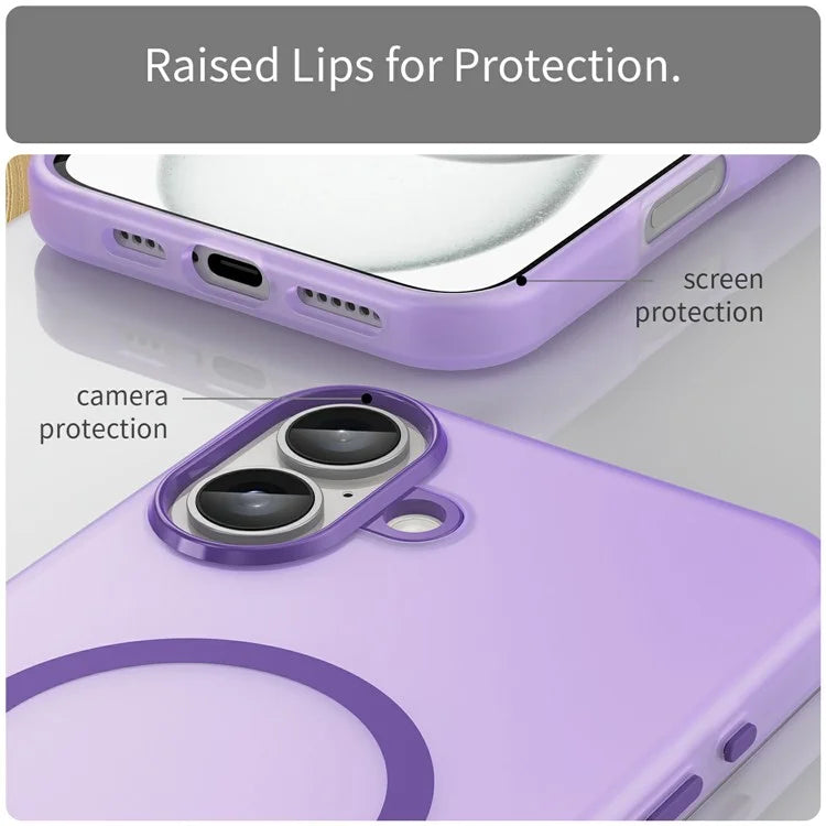 For iPhone 16 Plus Case Compatible with MagSafe TPU + PC Slim Matte Translucent Phone Cover