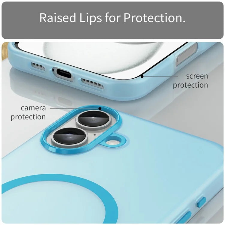 For iPhone 16 Plus Case Compatible with MagSafe TPU + PC Slim Matte Translucent Phone Cover