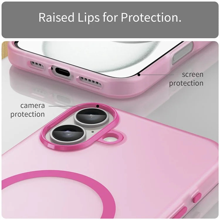 For iPhone 16 Plus Case Compatible with MagSafe TPU + PC Slim Matte Translucent Phone Cover