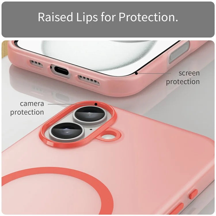 For iPhone 16 Plus Case Compatible with MagSafe TPU + PC Slim Matte Translucent Phone Cover