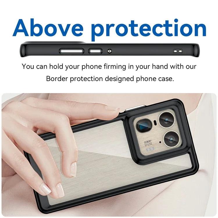 For Motorola Edge 50 Ultra 5G / Moto X50 Ultra 5G Case TPU +Acrylic Protective Clear Phone Cover