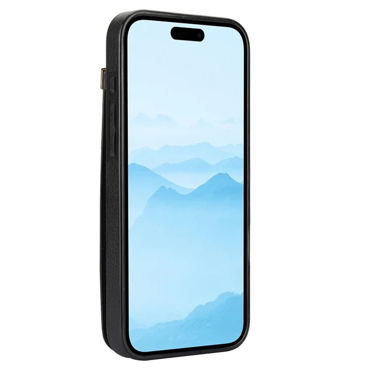 For iPhone 16 Case TPU+PU Leather Hardware Decor Phone Cover with Card Holder
