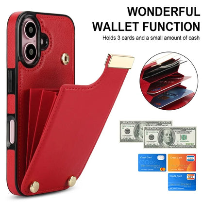 For iPhone 16 Case TPU+PU Leather Hardware Decor Phone Cover with Card Holder