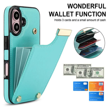 For iPhone 16 Case TPU+PU Leather Hardware Decor Phone Cover with Card Holder