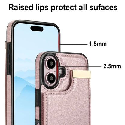 For iPhone 16 Case TPU+PU Leather Hardware Decor Phone Cover with Card Holder