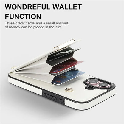 For iPhone 16 Case TPU+PU Leather Hardware Decor Phone Cover with Card Holder