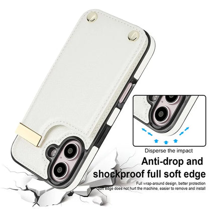 For iPhone 16 Case TPU+PU Leather Hardware Decor Phone Cover with Card Holder