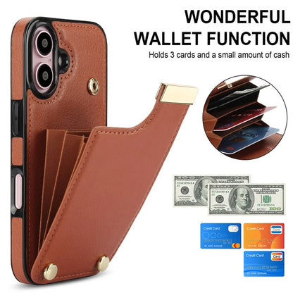 For iPhone 16 Case TPU+PU Leather Hardware Decor Phone Cover with Card Holder