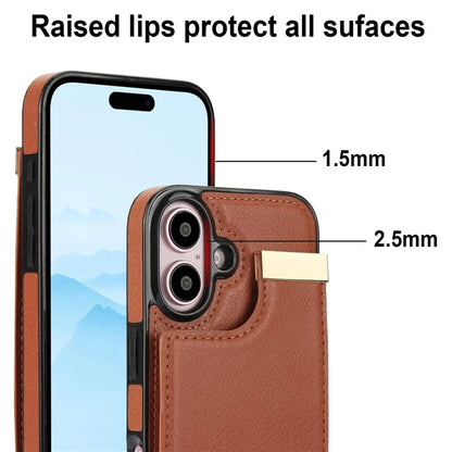 For iPhone 16 Case TPU+PU Leather Hardware Decor Phone Cover with Card Holder