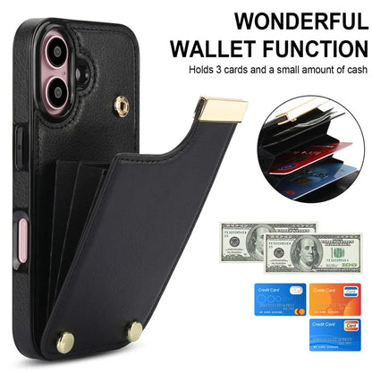 For iPhone 16 Plus Case TPU+PU Leather Hardware Decor Phone Cover with Card Holder