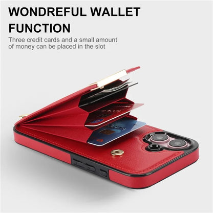 For iPhone 16 Plus Case TPU+PU Leather Hardware Decor Phone Cover with Card Holder